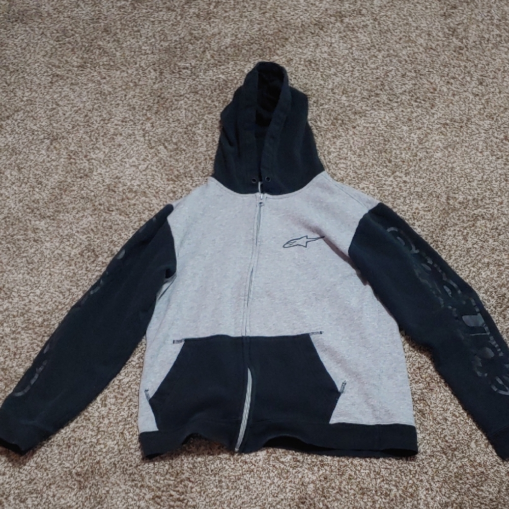 VTG Alpinestars Moto Hoodie Men's Y2K Full Zip Jacket Size M